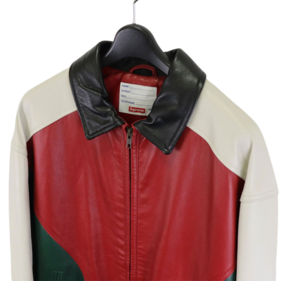 Supreme Studded Arc Logo Leather Jacket Size L 2018SS Red/White