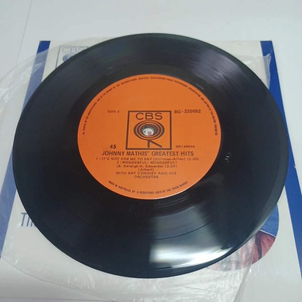 GREATEST HITS EP by JOHNNY MATHIS RARE OZ PRESS CROONER POP CBS 1966 NM/NM - Image 4 of 4
