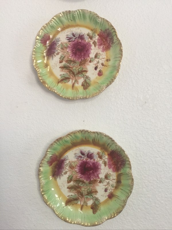 Vintage Hand Painted Hanging Wall Plates  Beautiful Pair 