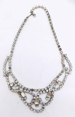 Vintage Rhinestone Draped Necklace Hook Closure | eBay