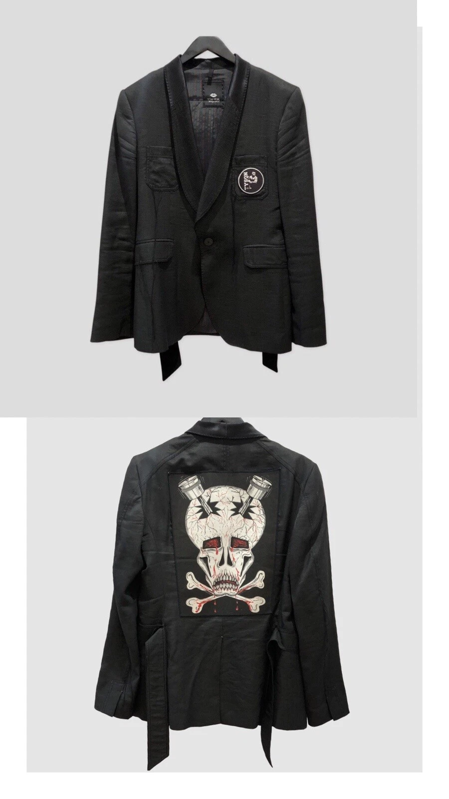 TOM REBL Black Unconstructed Customised Rock Blazer Jacket Uk Size 38” IT 48”