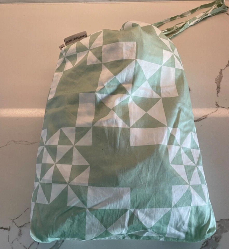 NUEVO SIN ETIQUETAS $ 292 DUSEN DUSEN Hogar Juego de Funda Nórdica Let Green Estampado Geométrico REINA Foto 4 de 4