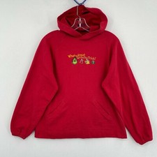 Dr Seuss Grinch Pullover Hoodie Womens Medium Red What a Grinchy Trick Christmas