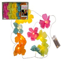 10 Er Led Lichterkette Blume Blumen Bunt Stoff Sommer Party Ca. 160 Cm Batterie