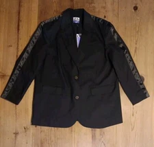 Future Collective Kahlana Barfield Black Blazer Satin Stripe Women L No Belt NWT