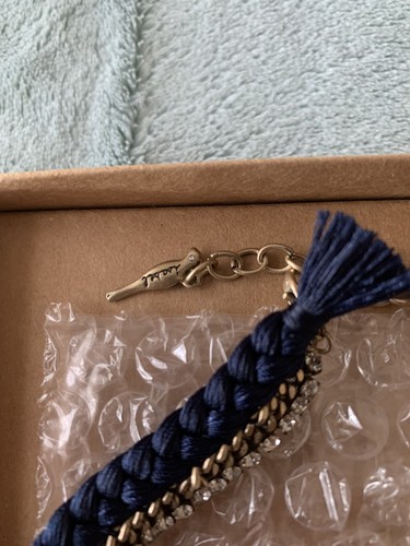 NEW Chloe + Isabel Braided Crystal Collar Necklace Navy and Gold - Picture 5 of 5