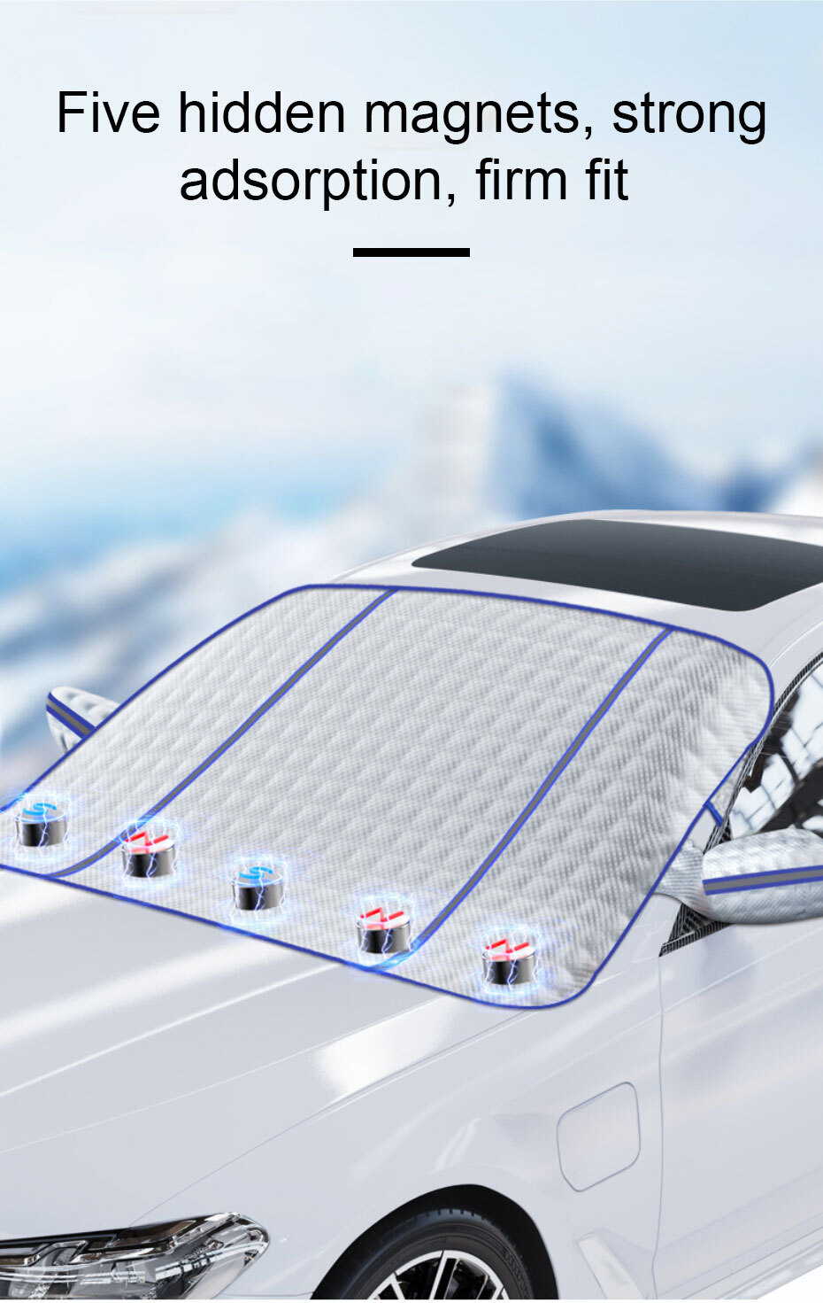 Magnetic Car Windshield Snow Cover Shield Ice Frost Protection For All Weathers
