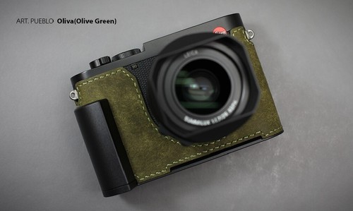 LIM'S Genuine Leather Half Case Metal Grip Dovetail For Leica Q3 Q3 43 Olive - Picture 2 of 11
