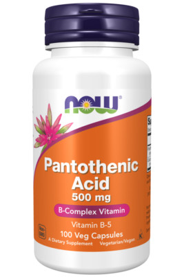 NOW Foods PANTOTHENIC ACID 500 mg 100 caps Vitamin B-5 B complex 08/27EXP