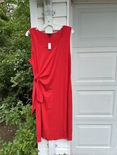 NWT Talbots Pretty Red Cotton Floral Eyelet Hem Tie Front Maxi Dress 3X 22W 24W