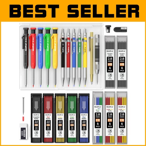 Portable 27-Pack Carpenter Pencils with Versatile Marking Tools - Easy Carry Kit