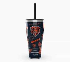 CHICAGO BEARS, 30oz STAINLESS STEEL TUMBLER FROM TERVIS WITH STRAW LID