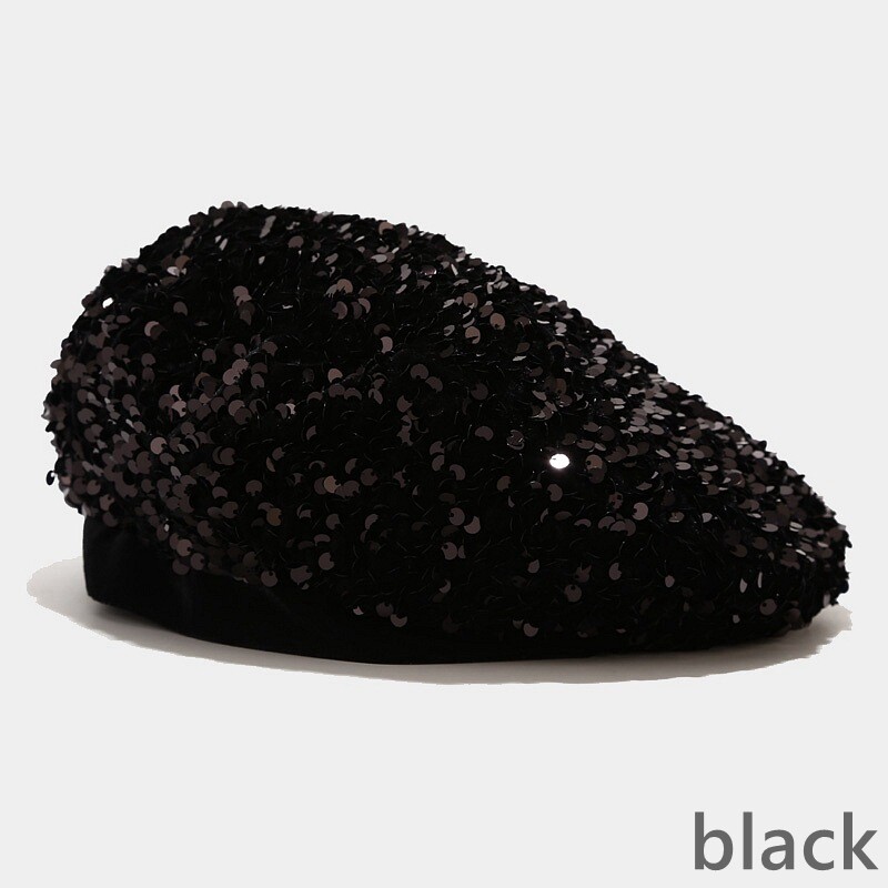 Zara Black Sequin Beret ZARA NWT BLING S-M WOMEN main image 2