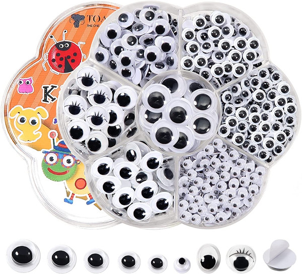 Toaob 770 StüCk Selbstklebende Wackelaugen Klein Kunststoff Augen Zum Basteln Ku-image