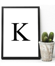 Monochrome Letter Print Personalised Initial Typography Home Wall Art Poster