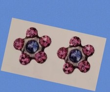 Inverness Sterile Piercing Earrings 804c-m sts flower crystal rose w/ sapphire