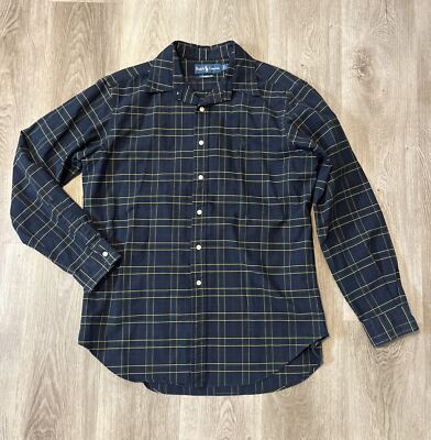 Ralph Lauren Men s Classic Fit Shirt Blue Large Long Sleeve Plaid Blue Label
