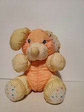 Peach Yellow Puffalump Style Rattle Stuffed Plush Dog With Star Feet and ears