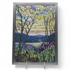 Vtg MMA Louis C Tiffany Magnolia Iris Stained Glass Panel 13x9 Landscape Repro