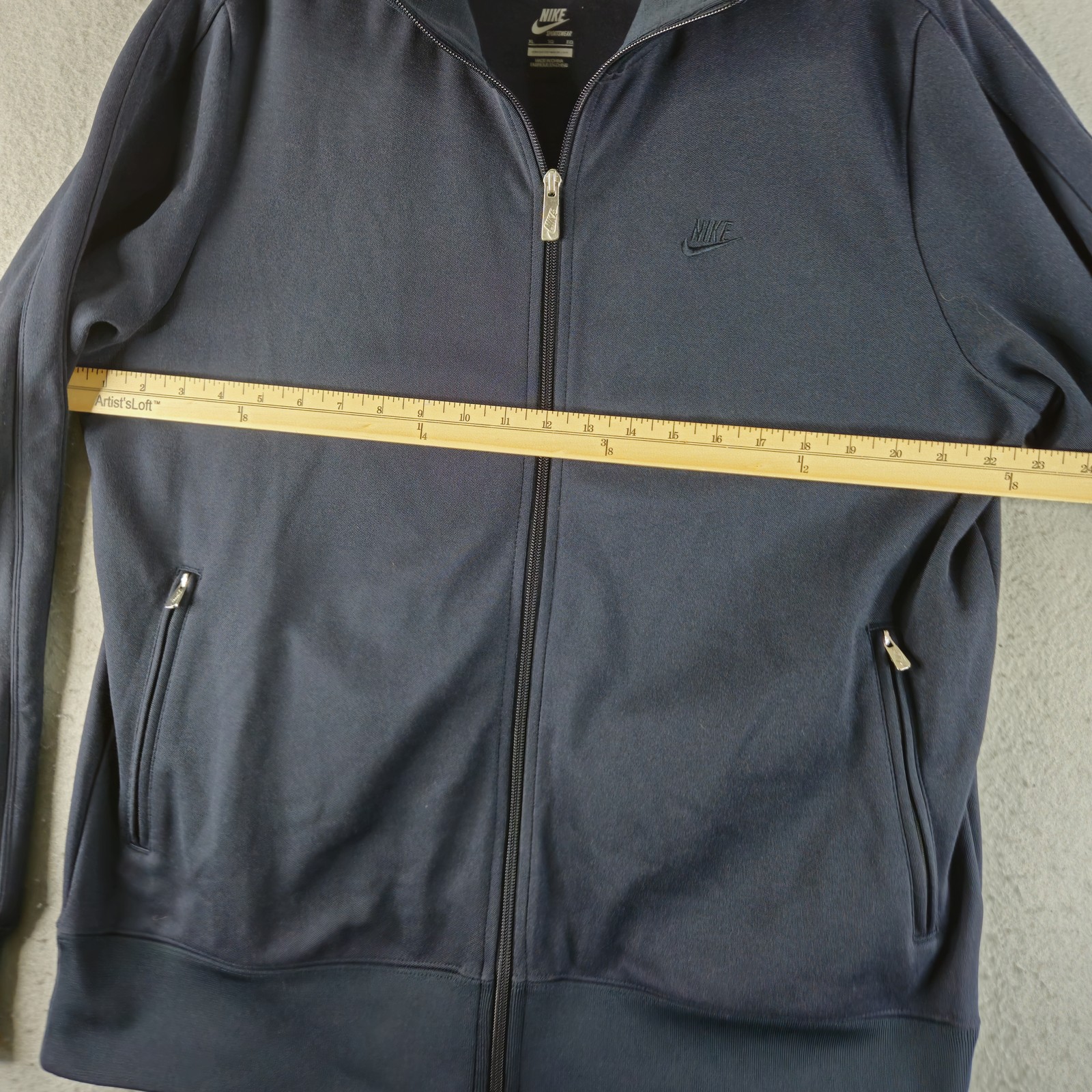 SACAI X NIKE Giacca Nike Uomo XL Blu Navy Full Zip Abbigliamento Sportivo Swoosh Logo Pista Atletica