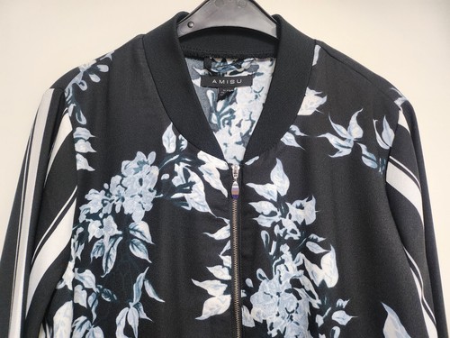 AMISU Blouson, Gr. 42, Schwarz/Weiß, Blumen und Streifen, festliche Jacke - Bild 3 von 9