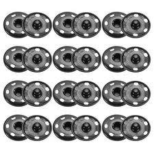 50 Set Sew-on Snap Buttons 25mm Metal Snap Fastener Buttons, Matt Black