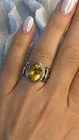 Vintage 925 Sterling Silver & 14K Yellow Gold Part Yellow Citrine Ring Size 6