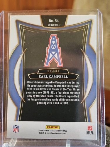 EARL CAMPBELL 2024 Panini Select Football Concourse Level #54 Houston Oilers - Picture 2 of 2