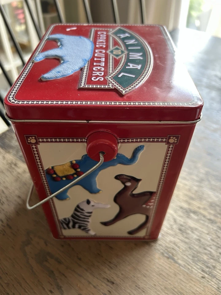 Williams & Sonoma 10 Zoo Animal Cookie Cutters Tin Container Handle - Image 3 of 4