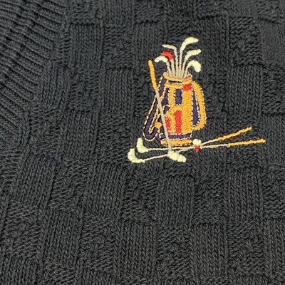 Scottish Isle by Bernette Sweater Men's Medium Blue Cotton Knit Golf Vintage