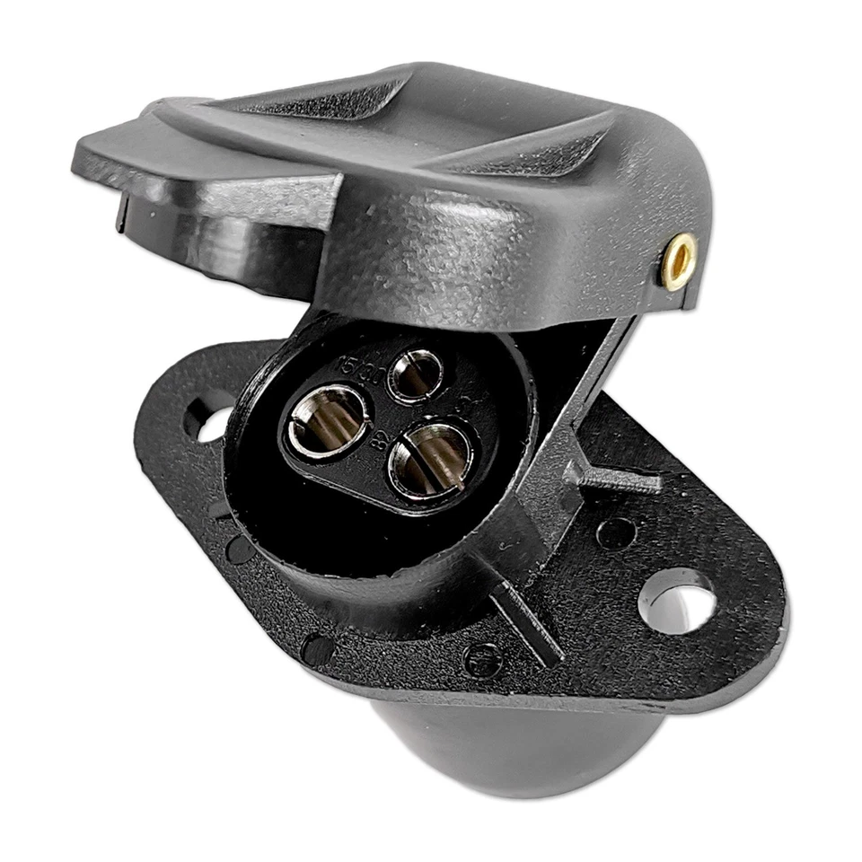 Anhängerstecker Set 3 polig 25A Stecker Steckdose DIN 9680 Schwarz 6V 12V 24V - Bild 3 von 4