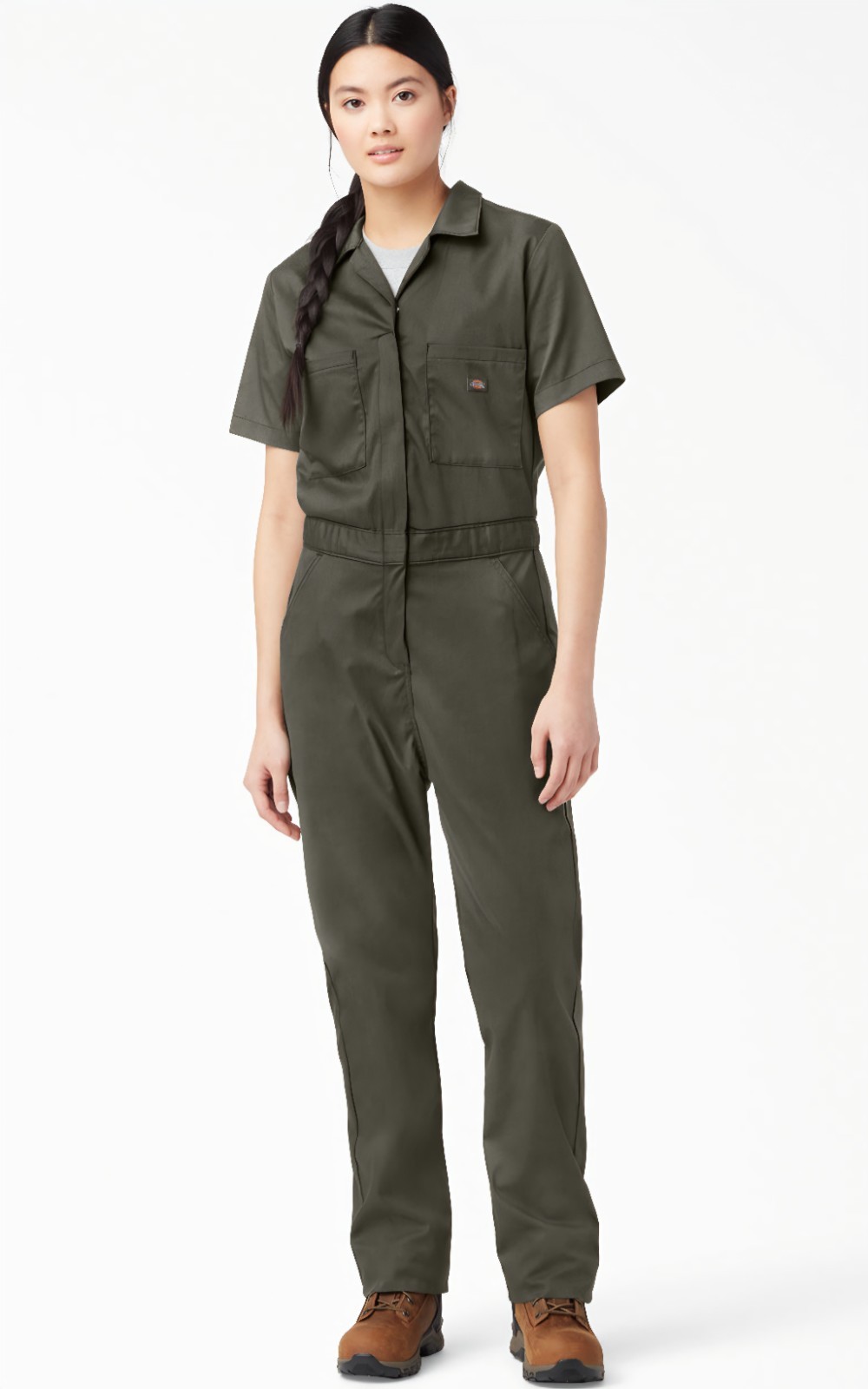 dickies Xsmall womens green short sleeve work coveralls jumpsuit cotton twill
