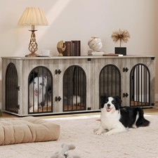 71" Dog Crate Furniture for 2 Dogs, Heavy Duty Indoor Dog Kennel TV Stand