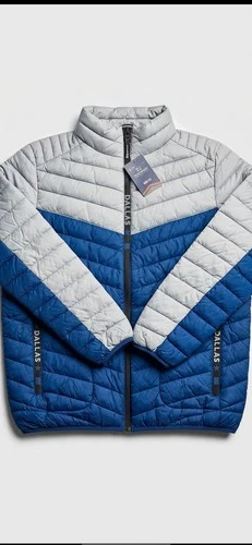 Team Sport Lightweight Puffer Jacket -Gray & Blue Chevron Quilted Design (sizeM) - product listing photo