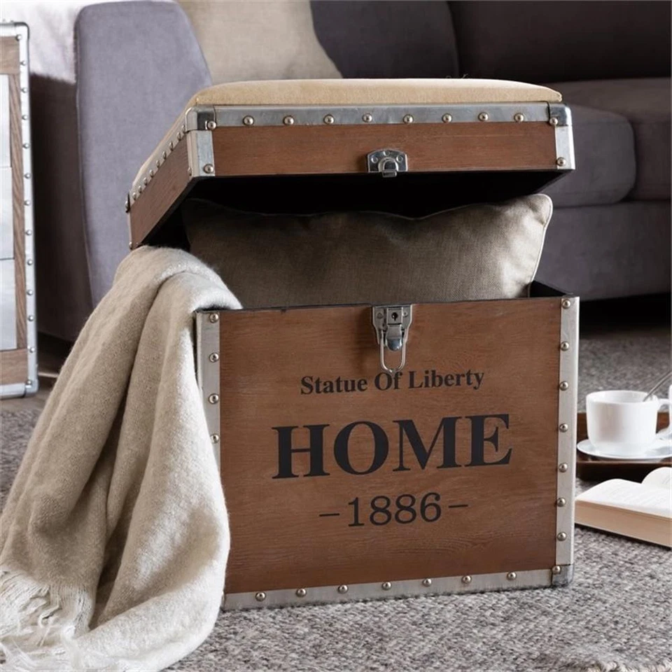 Baxton Studio Violetta Fabric and Wood Ottoman with Storage in Beige - Image 4 of 4