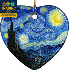 Christmas Tree Ornaments, Heart-Shaped Starry Night Art Ornament - Van Gogh Styl