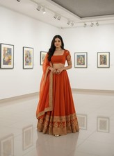 Orange Georgette Lehenga choli for Wedding Reception party Wear