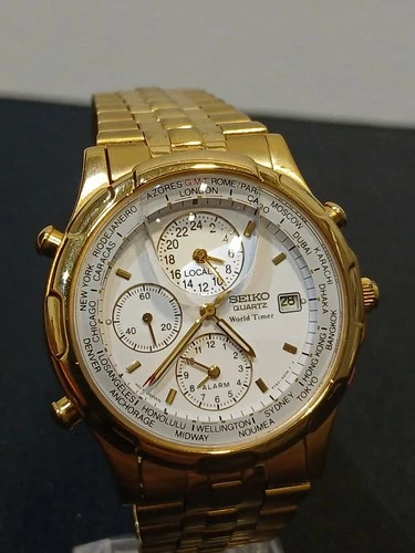 Seiko World Timer 5T52-6B30 Vintage Watch SPARES OR REPAIR