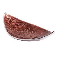 Schiffchenhalter Yggdrasil Lebensblume Aluminium braun Glasur 28x14cm Räuchergef