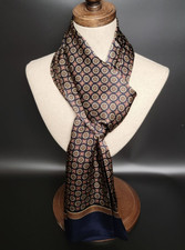 100 Silk mulberry Scarf men women neckerchief Wrap dot navy blue beige QS175-35