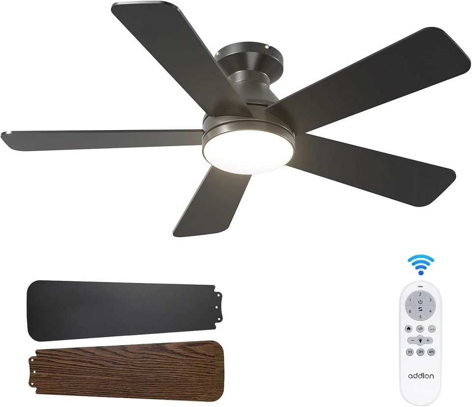 Reversible DC Motor Ceiling Fan, Flush Mount, Dimmable Light - Image 3 of 4