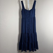 Lulu's Navy Tiered Midi Dress Sz Sm Cut Out Back (runs big) Cottagecore