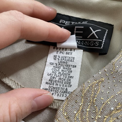 Chaqueta para mujer Alex Evenings dorada metálica frente abierto talla pequeña L elegante evento - Imagen 6 de 10