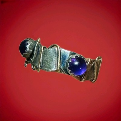 Modernist Sterlingsilber 14K Gold umwickelt lila Amethyst Handarbeit Damenring