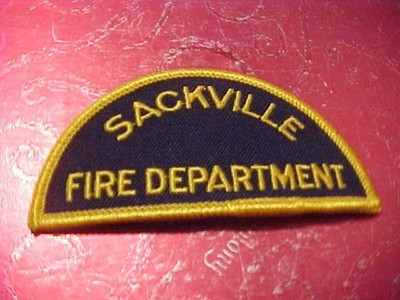 SACKVILLE CANADA FIRE DEPARTMENT PATCH SHOULDER SIZE UNUSED 3 1/2 X 1 3/4 INCH