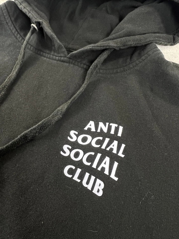 Anti Social Social Club Hoodie Mens Large Black Pullover Streetwear Back Graphic - Image 3 of 4