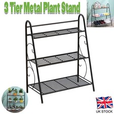 3 Tier Metal Plant Stand Flower Pot Rack Display Shelf Indoor Outdoor Garden UK