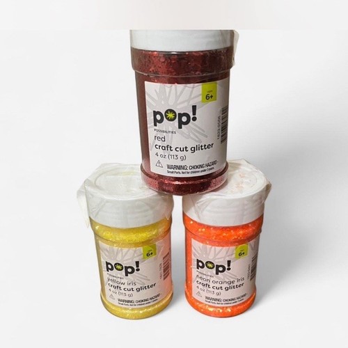 Pop! Possibilities Craft Cut Glitter Set Red Yellow Neon Orange