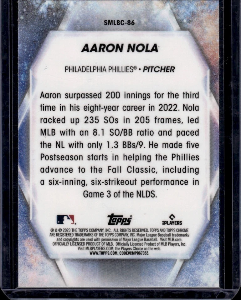 2023 Topps Update Stars of MLB Chrome #SMLBC-86 Aaron Nola Philadelphia Phillies - Image 2 of 2