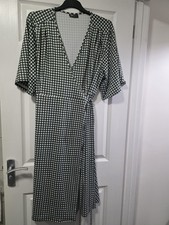 Lady V Vintage London Sabrina Dress Size 20 Geeen Gingham Retro Wrap Stretch